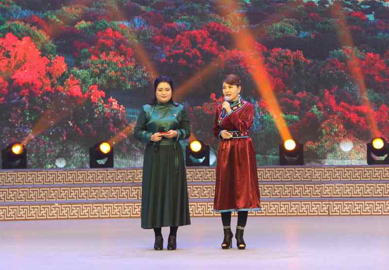 乌兰图雅与代钦塔拉嘎查代表进行推介扎西顿珠与巴彦敖包嘎查代表