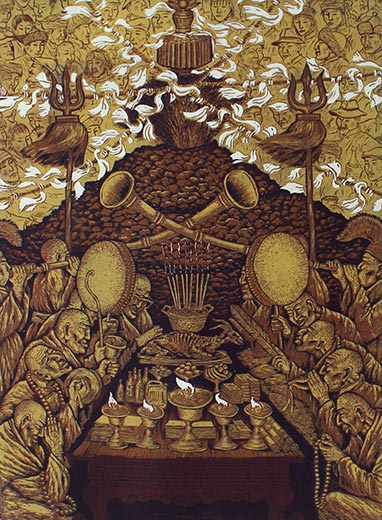 安广有作品《祭敖包》