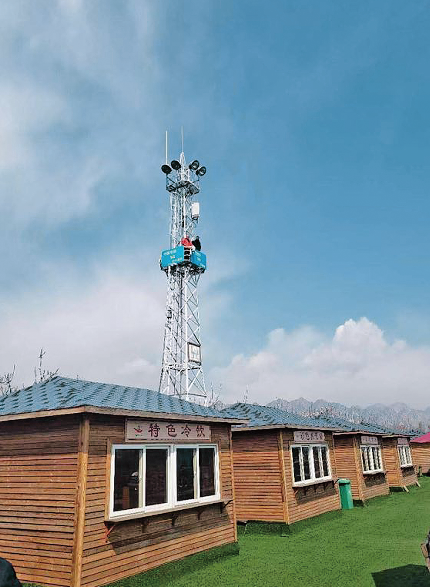 架设在杏花林之中的5g基站5g元年,5g与生活渐行渐近景区还布设了多架