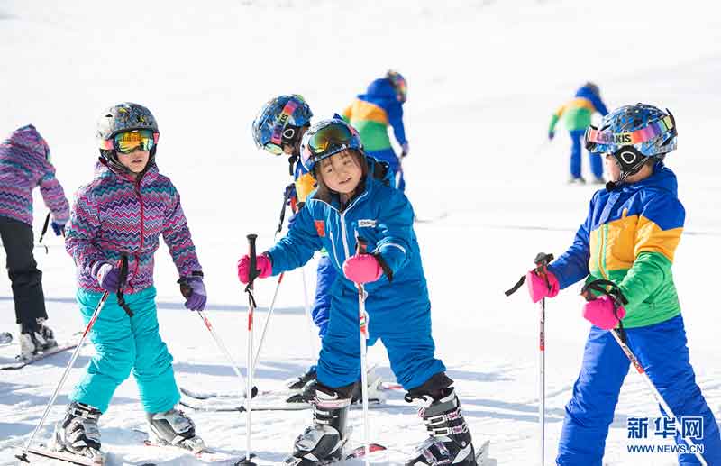11月27日,学生在岱海国际滑雪场体验滑雪(新华网 发 王正 摄