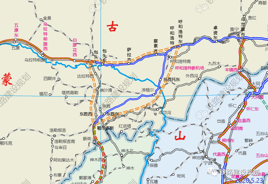 铁路地图包头铁路内蒙古铁路规划图呼包高铁最终确定线路包西高铁