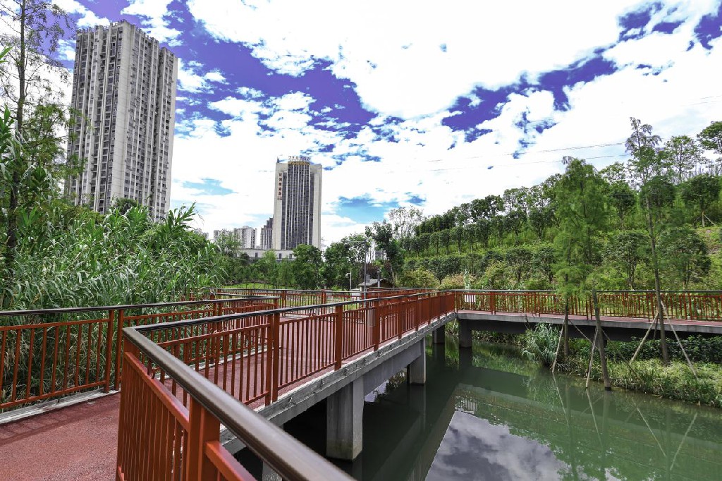 如今的跳蹬河水清岸绿(九龙坡区委宣传部供图)