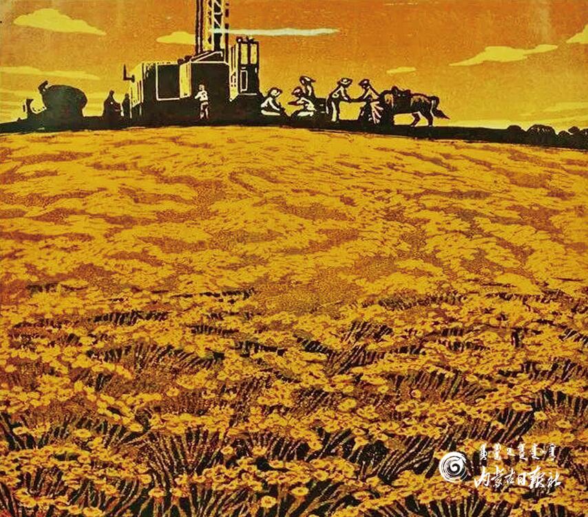 格日勒图作品《霍林河畔》.