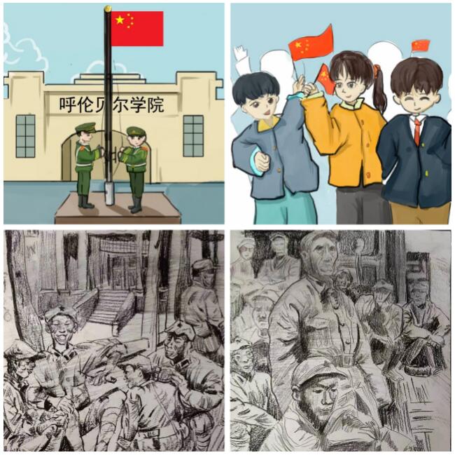呼伦贝尔学院青年学子手绘五四"最美芳华","红色精神永不朽"